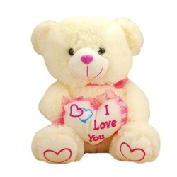 Cute Peach Teddy Bear holding I Love You Heart